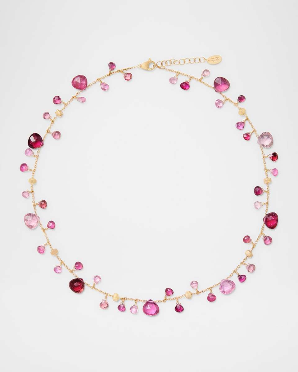 18K Yellow Gold Single-Strand Pink Tourmaline Necklace